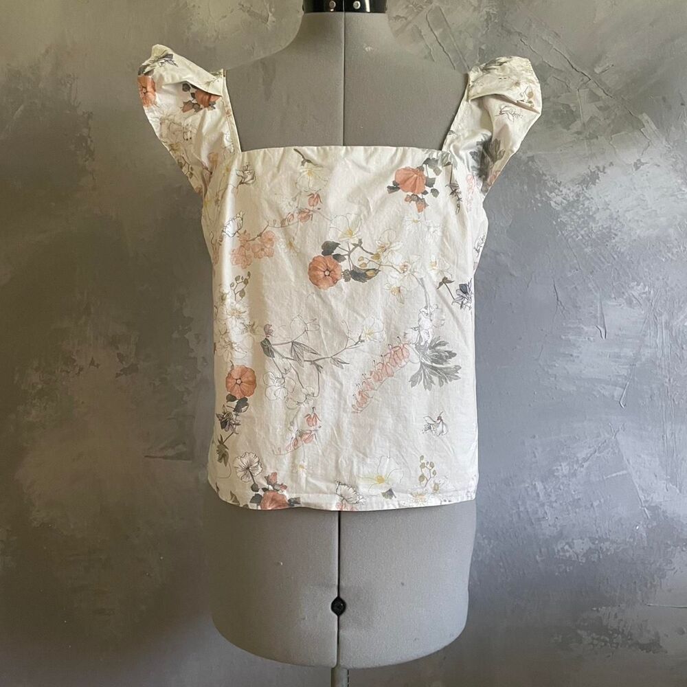Antonio Melani Floral Puff Sleeve Corset Style Top Size 10